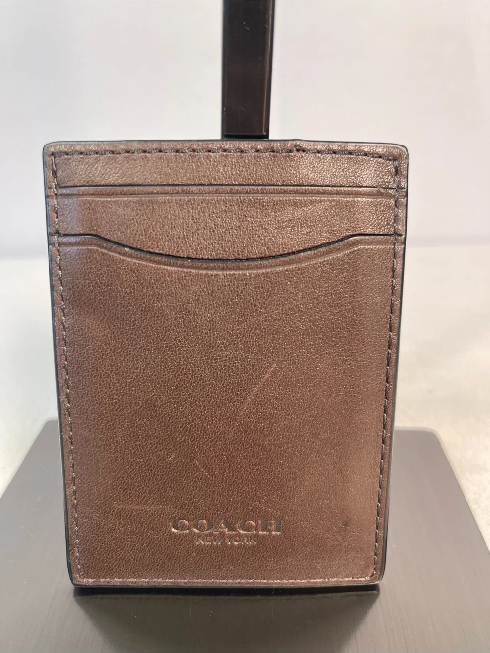 Coach H1944-54466 Leather Money Clip Card Case Wallet Brown